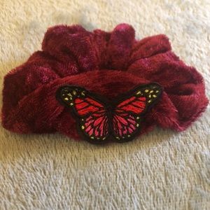 Maroon scrunchie with a butterfly
